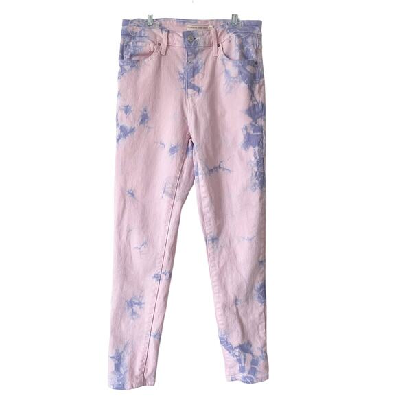 Levi's Jeans 721 High Rise Skinny Ankle Size 28/6 Pink Tie Dye Bright Multicolor - Picture 3 of 6